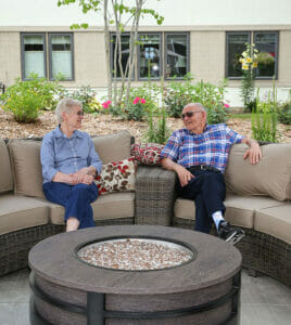lounging on outside furniture
