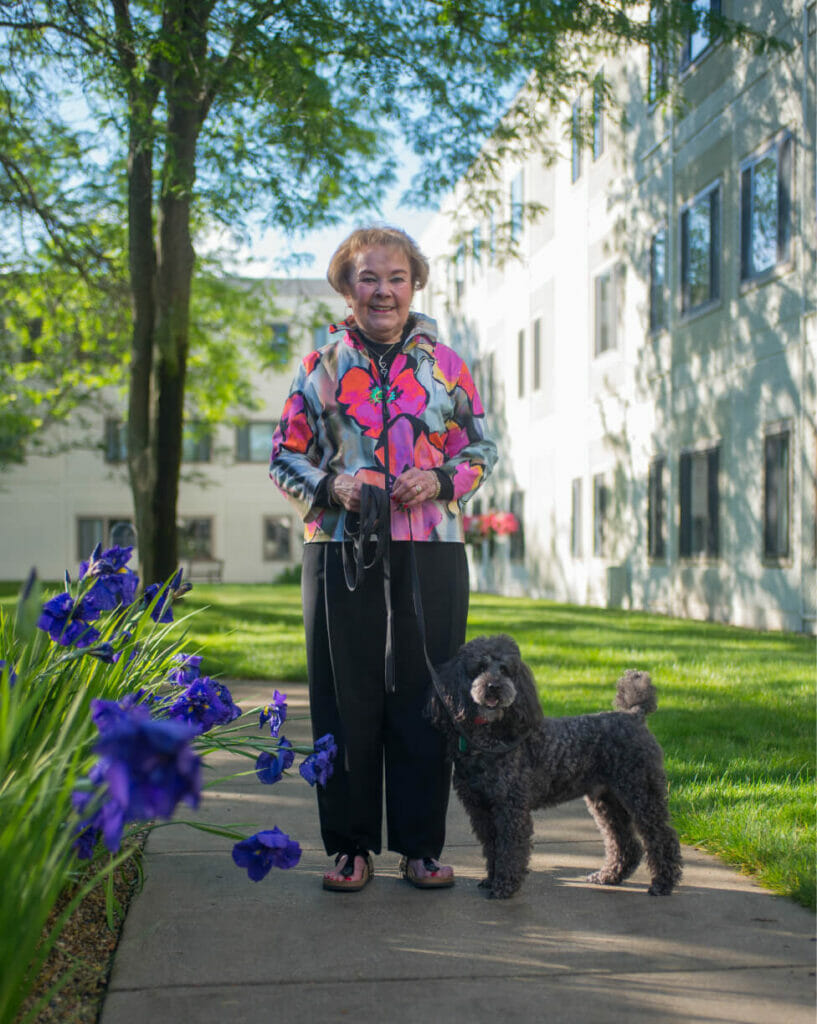 senior woman with her dog