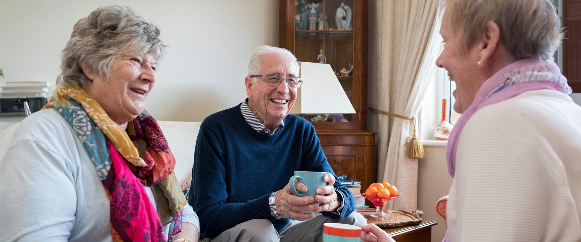 seniors chat over coffee